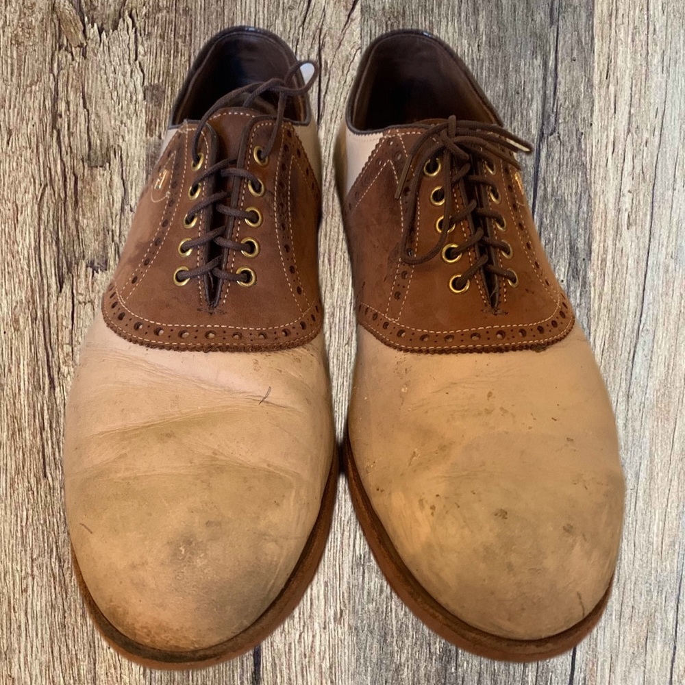 Men’s FootJoy Golf Shoes Used Cream/Brown  Size 9.5D